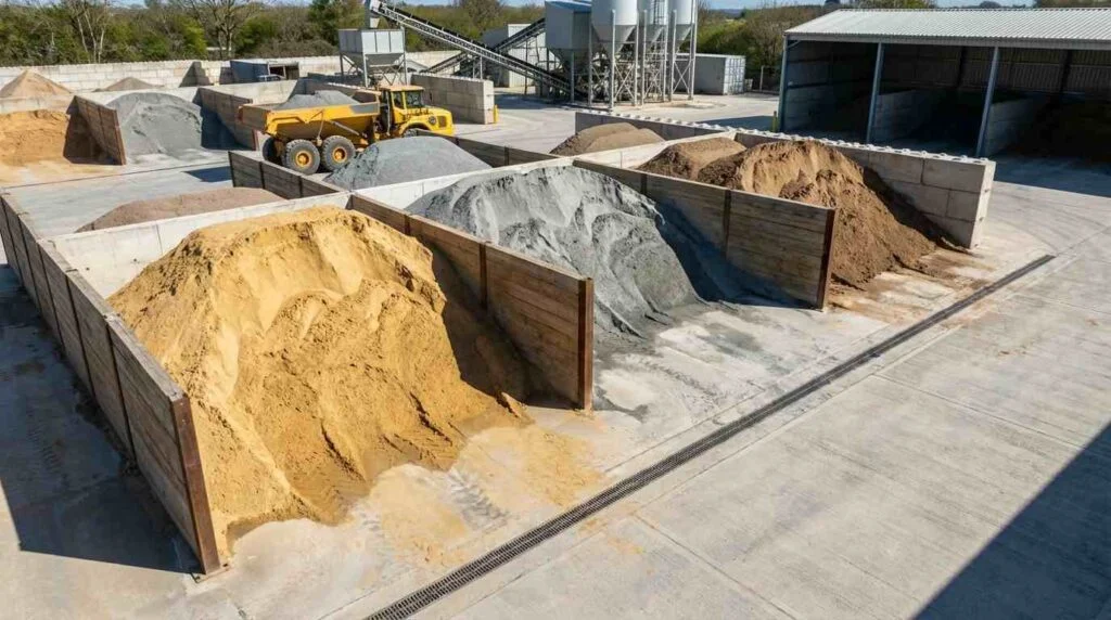 Aggregate and sand stockyard
